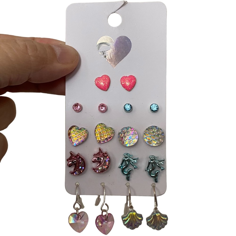 The Children's Place Multi Pink Blue Clear Earrings Set NWT